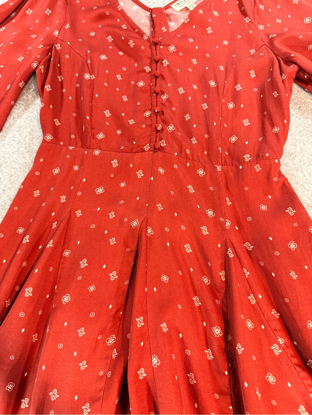 Idyllwind by Miranda Lambert Rust Red Printed Fit & Flare Mini Dress Medium - Picture 3 of 9